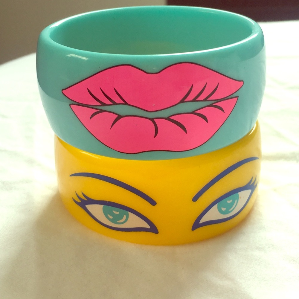 💥 VINTAGE Bright Eye & Hot Pink Lip Bangles 💥